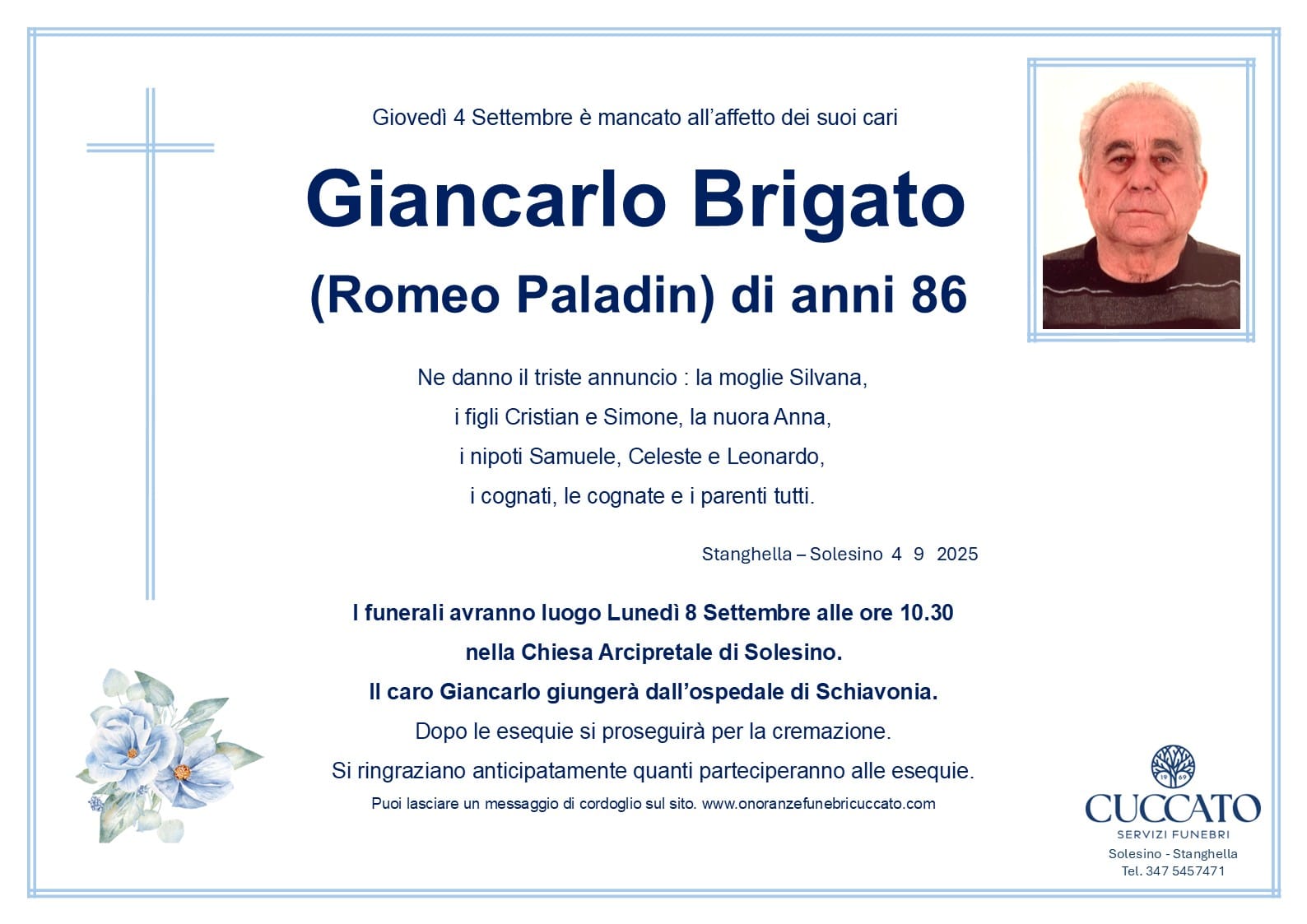 Brigato Giancarlo epigrafe