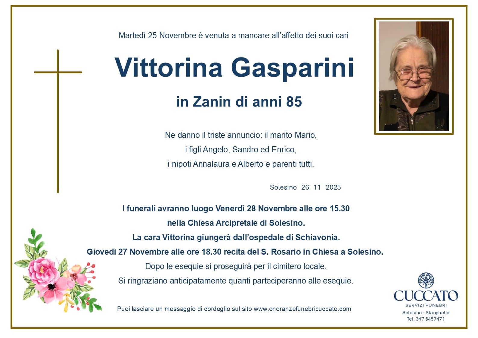 Vittorina Gasparini in Zanin 1 Gasparini Vittorina epigrafe