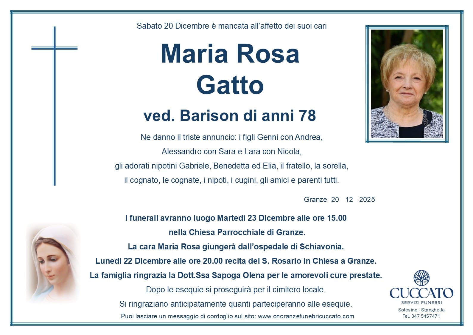 Gatto Maria Teresa epigrafe