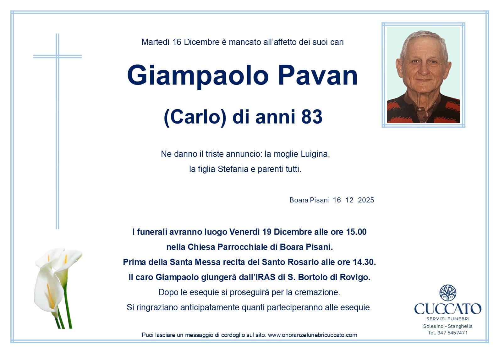 Giampaolo Pavan (Carlo) 1 Pavan Giampaolo epigrafe