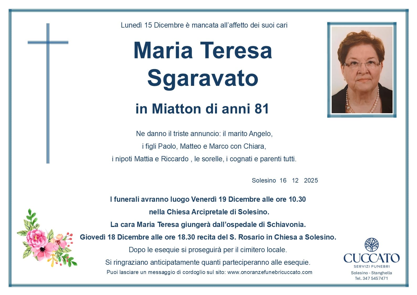 Maria Teresa Sgaravato in Miatton 1 Sgaravato Maria teresa epigrafe