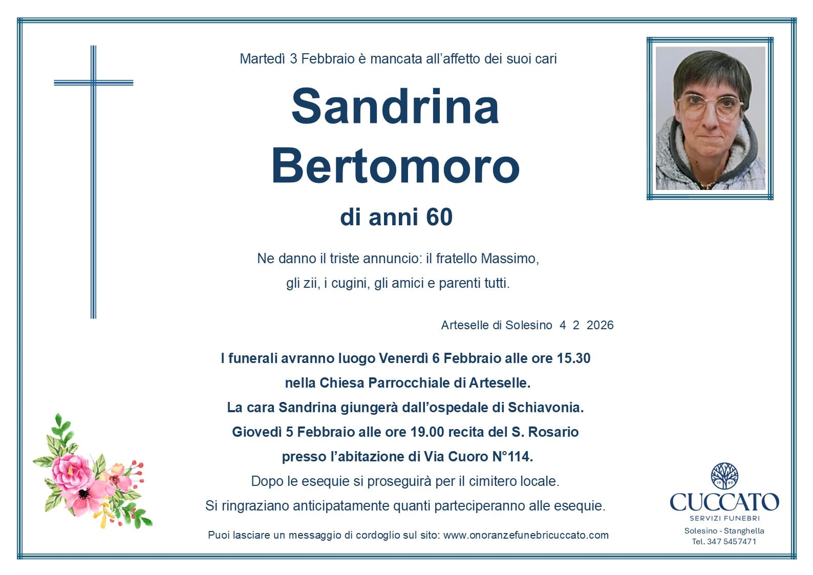 Bertomoro Sandrina epigrafe