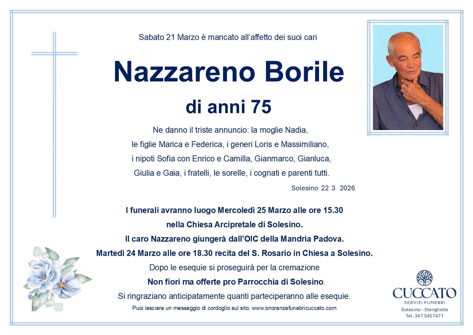 Borile Nazzareno epigrafe