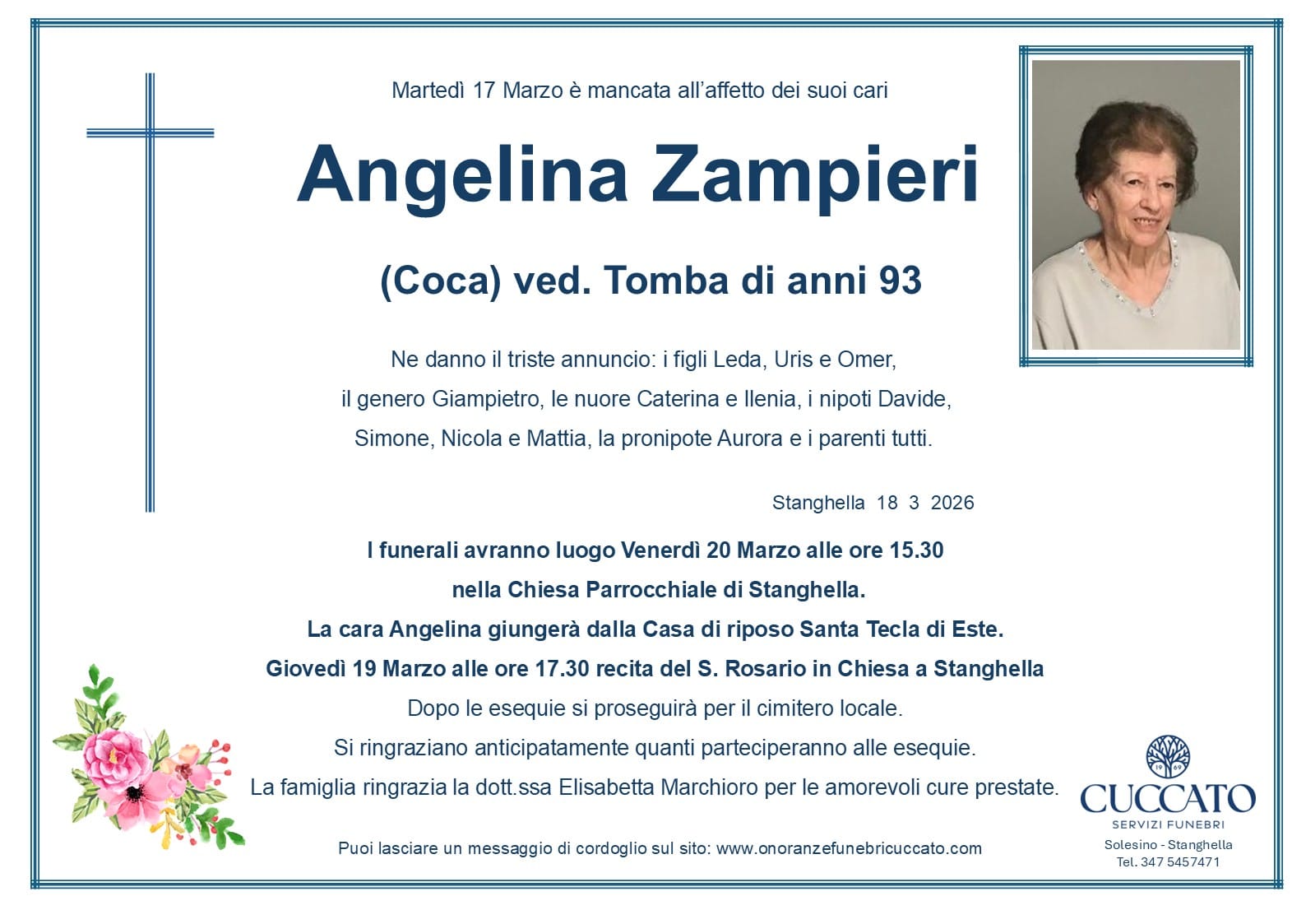 Zampieri Angelina epigrafe