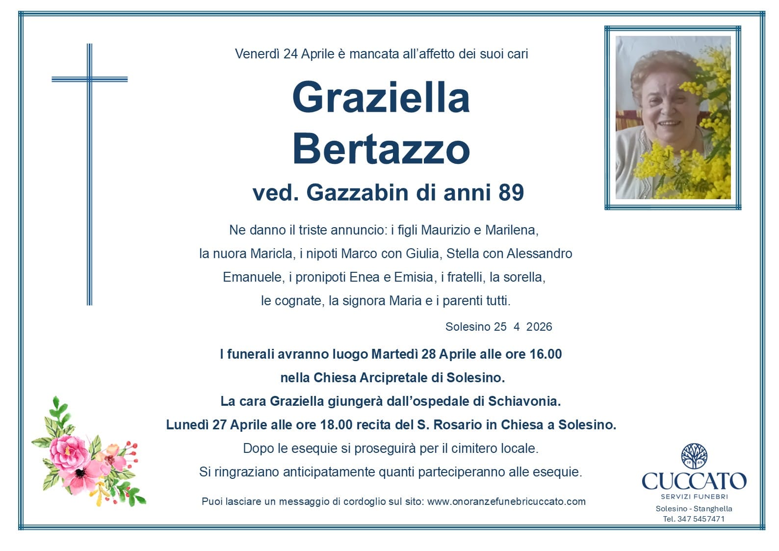 Bertazzo Graziella epigrafe