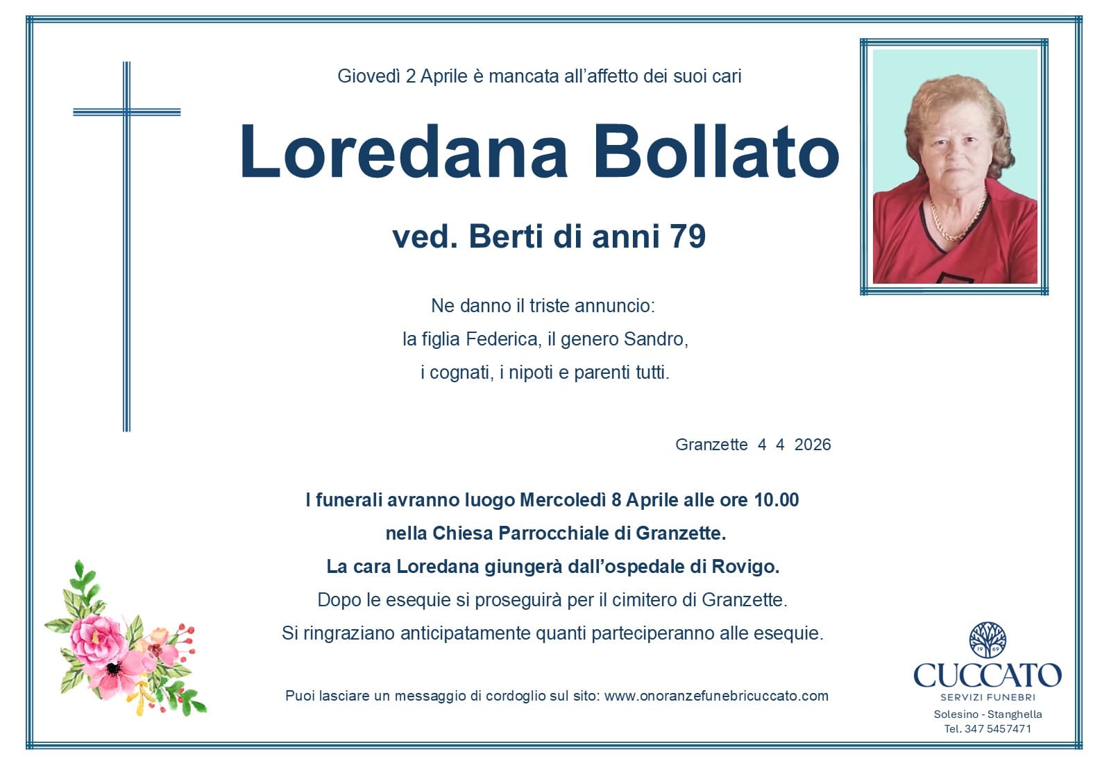 Loredana Bollato ved. Berti 1 Bollato Loredana epigrafe