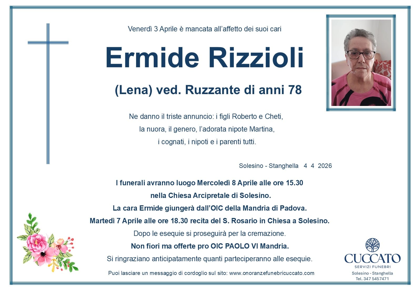 Ermide Rizzioli (Lena) ved. Ruzzante 1 Rizzioli Ermide epigrafe 2