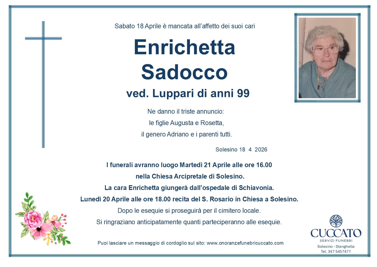 Sadocco Enrichetta epigrafe