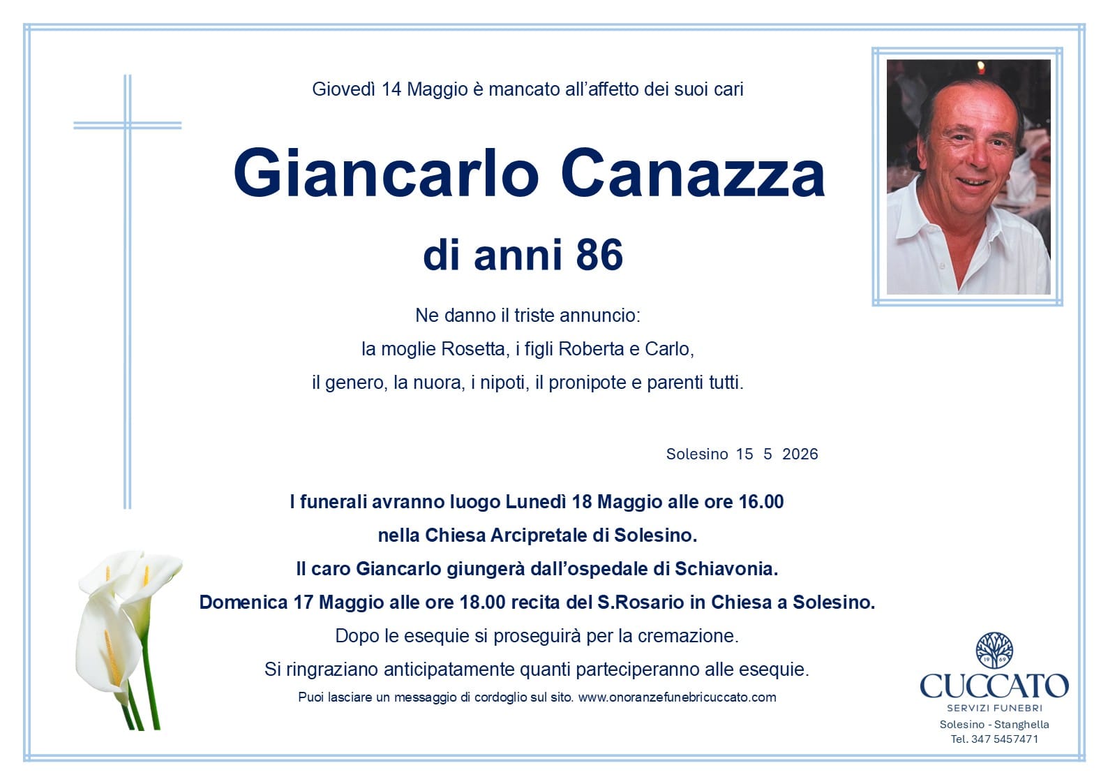 Canazza giancarlo epigrafe giusta