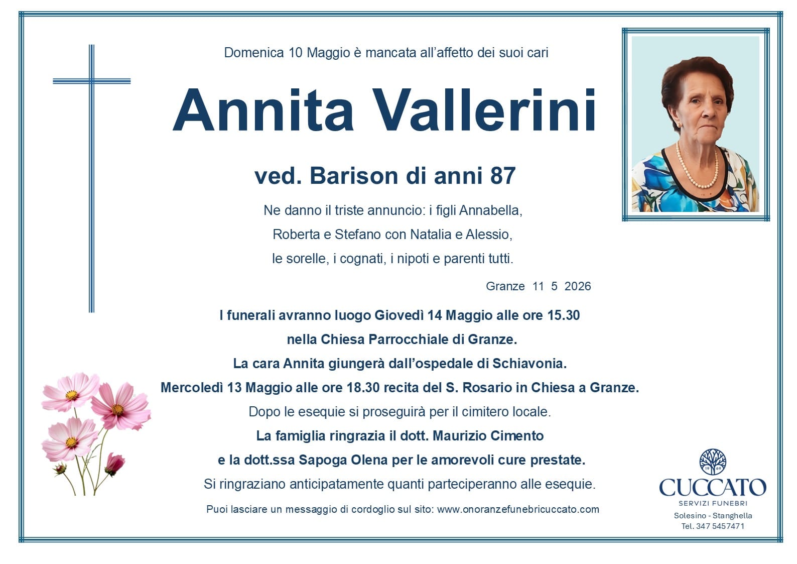 Annita Vallerini ved. Barison 1 Vallerini Annita epigrafe