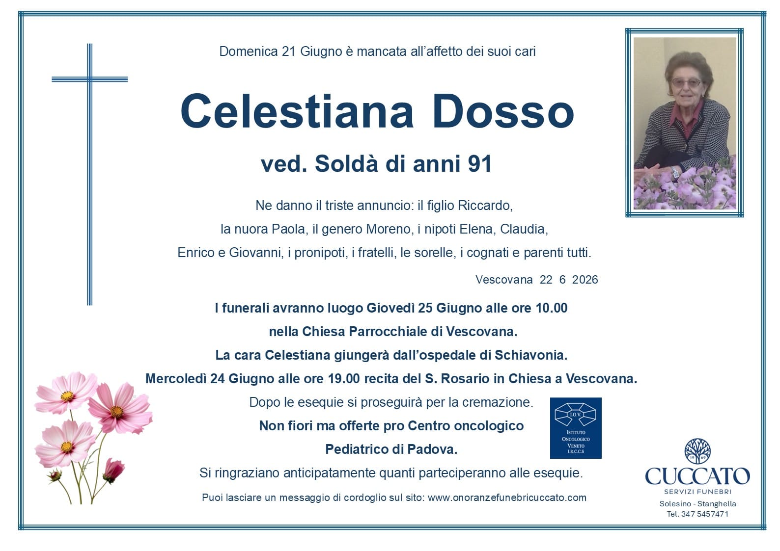 Celestiana Dosso ved. Soldà 1 Dosso Celestiana epigrafe giusta