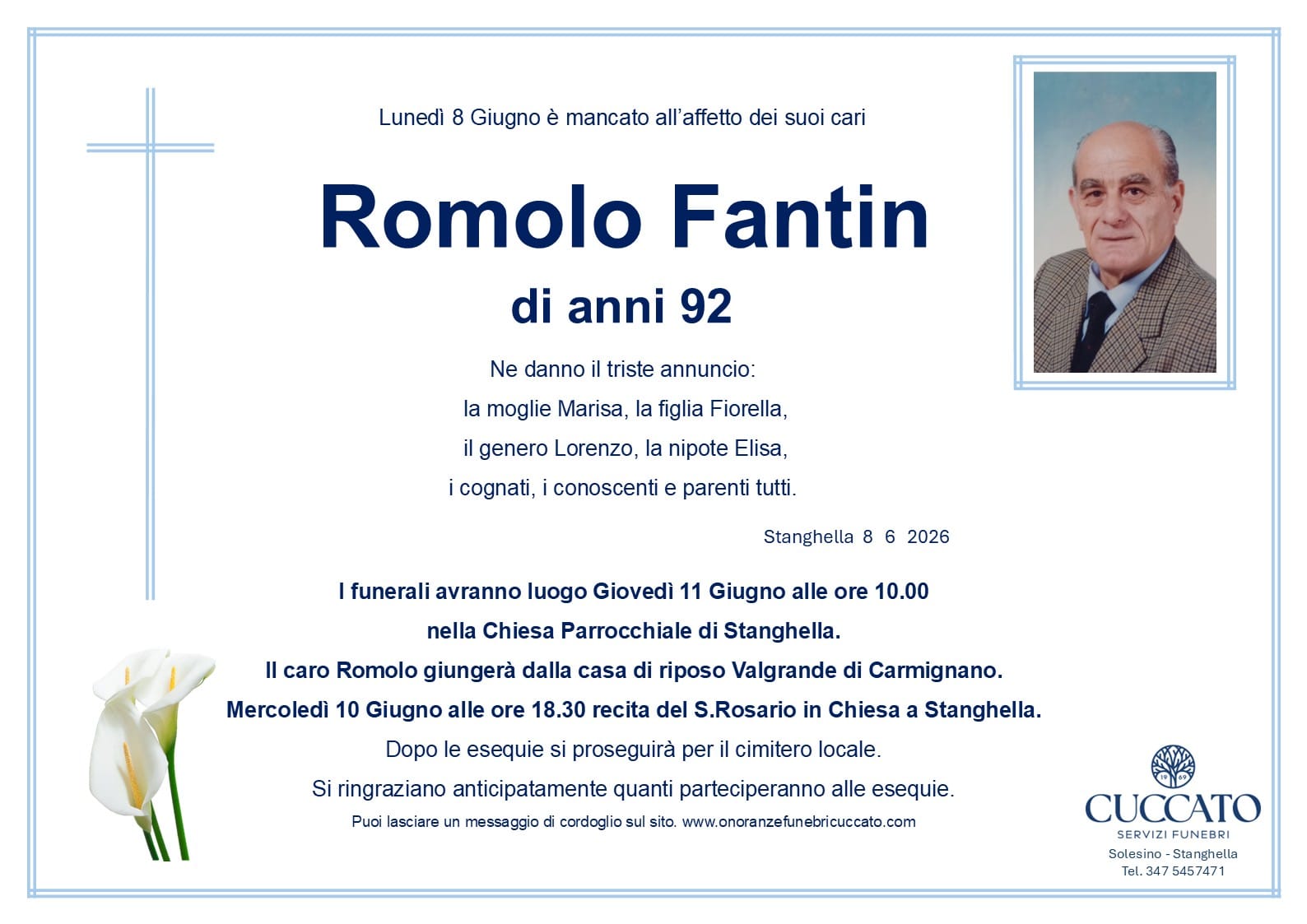 Romolo Fantin 1 Fantin Romolo epigrafe
