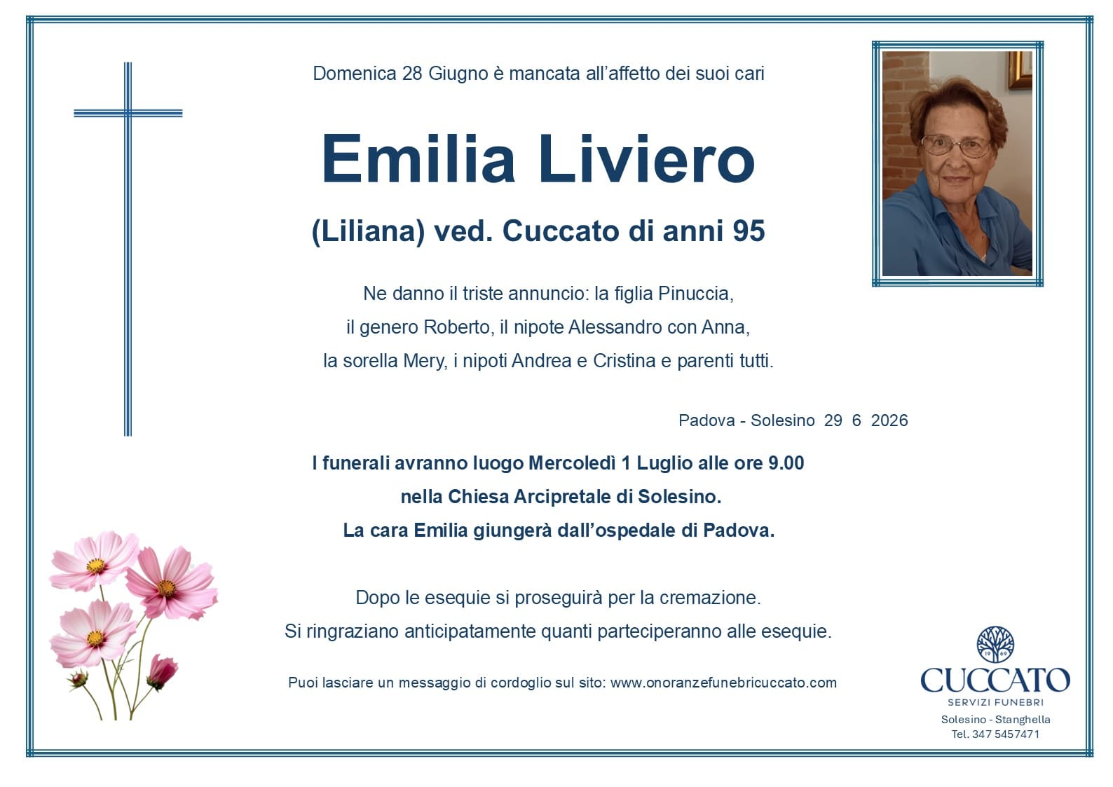 Emilia Liviero (Liliana) ved. Cuccato 1 Liviero Emilia epigrafe