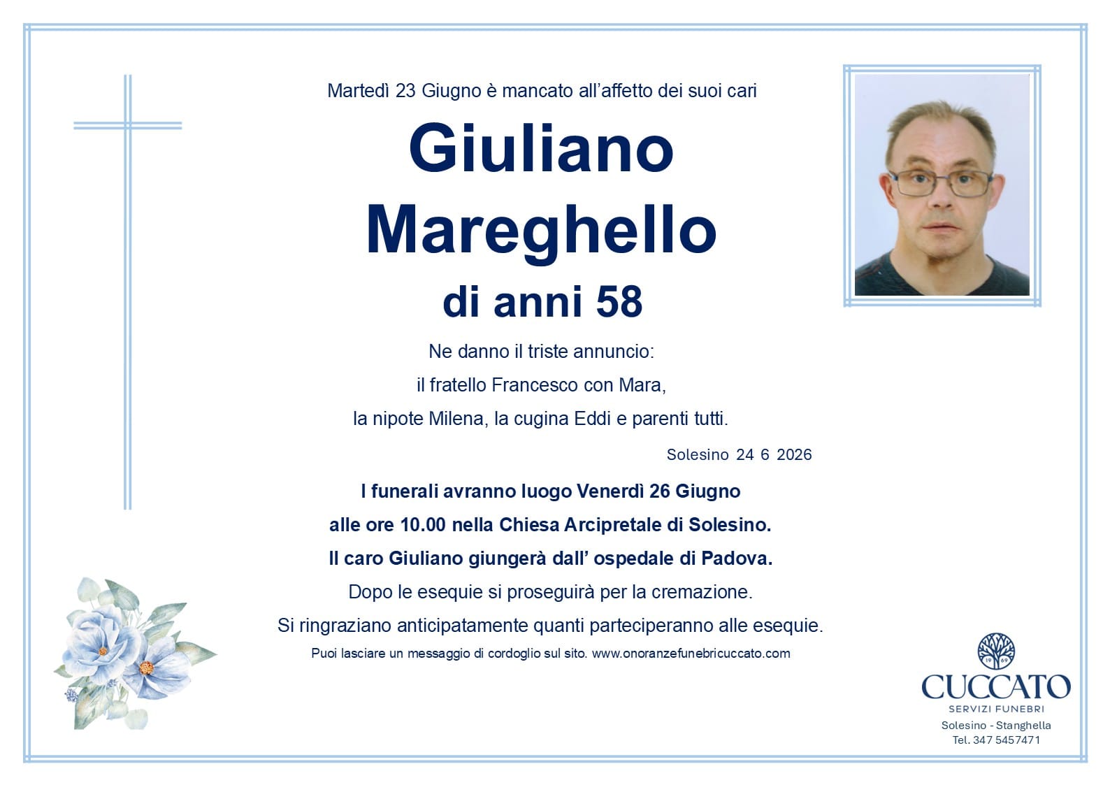 Giuliano Mareghello 1 Mareghello Giuliano epigrafe