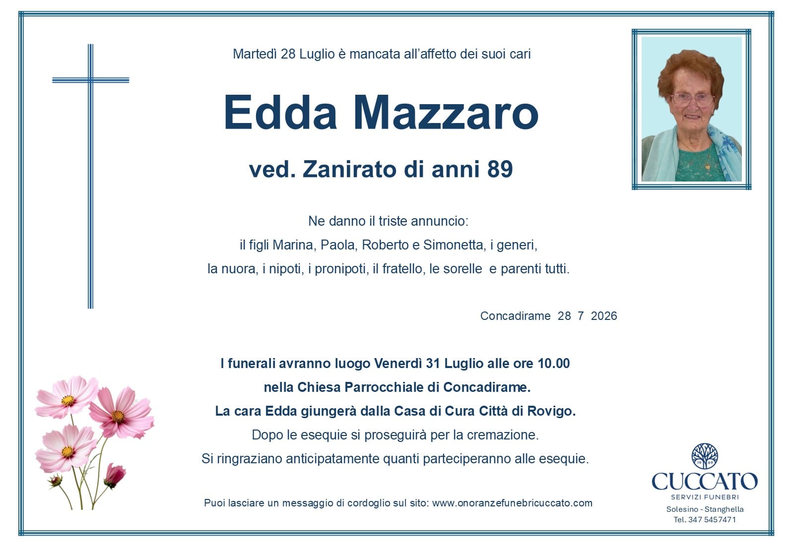 Edda Mazzaro ved. Zanirato 1 mazzaro edda epigrafe