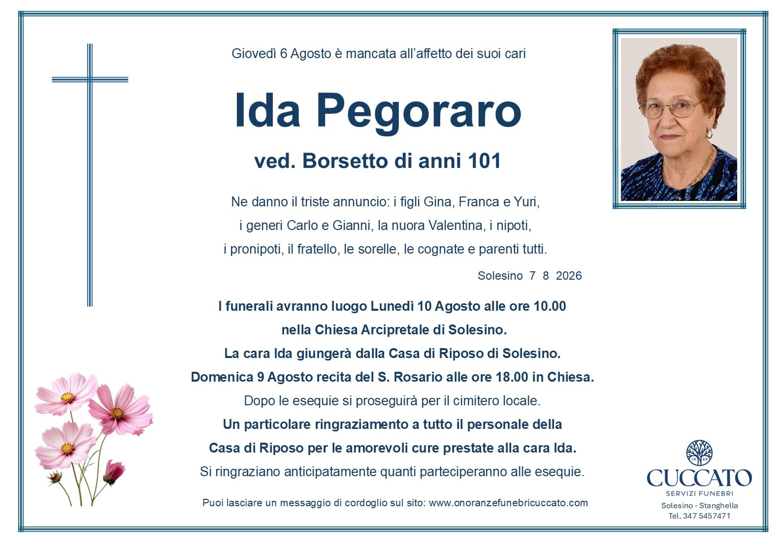 Ida Pegoraro ved. Borsetto 1 Pegoraro Ida epigrafe